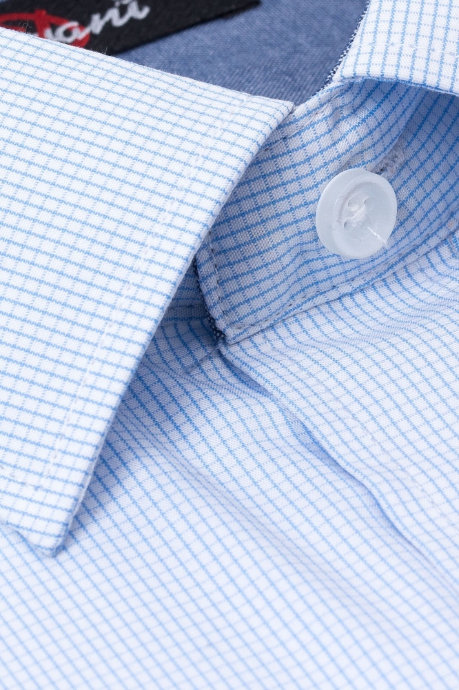 Camasa barbati clasica alba in patratele 0073-7305