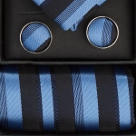 Set butoni, cravata si batista bleu
