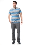 Tricou barbati cu dungi bleu si gri 8823 