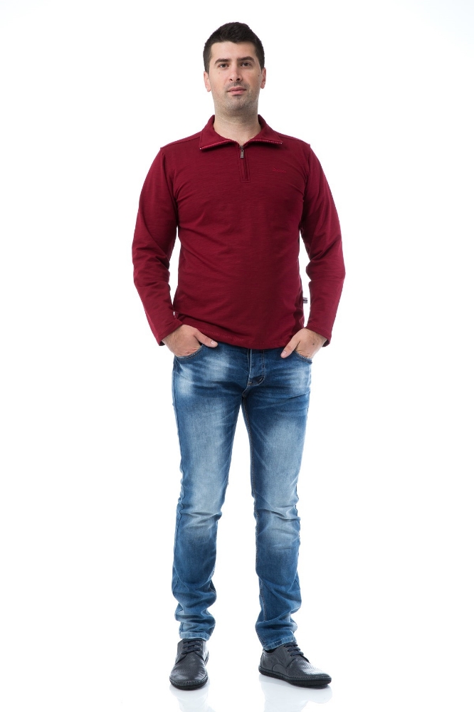 Tricou barbati grena cu maneci lungi 8839
