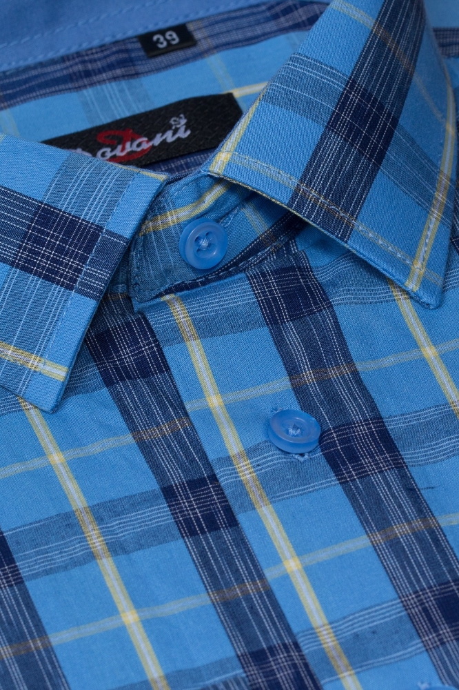 Camasa clasica barbati albastra in carouri A05