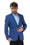 Sacou barbati albastru in carouri A18287-209