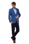 Sacou barbati albastru in carouri A18287-209
