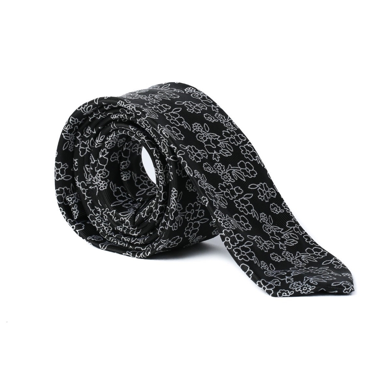 Imagine Cravata neagra cu model floral