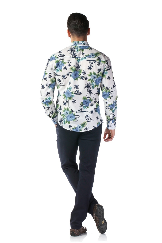 Imagine Camasa casual alba cu flori 803-1