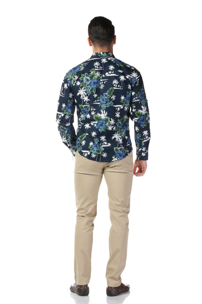 Imagine Camasa casual bleumarin cu flori 803-2