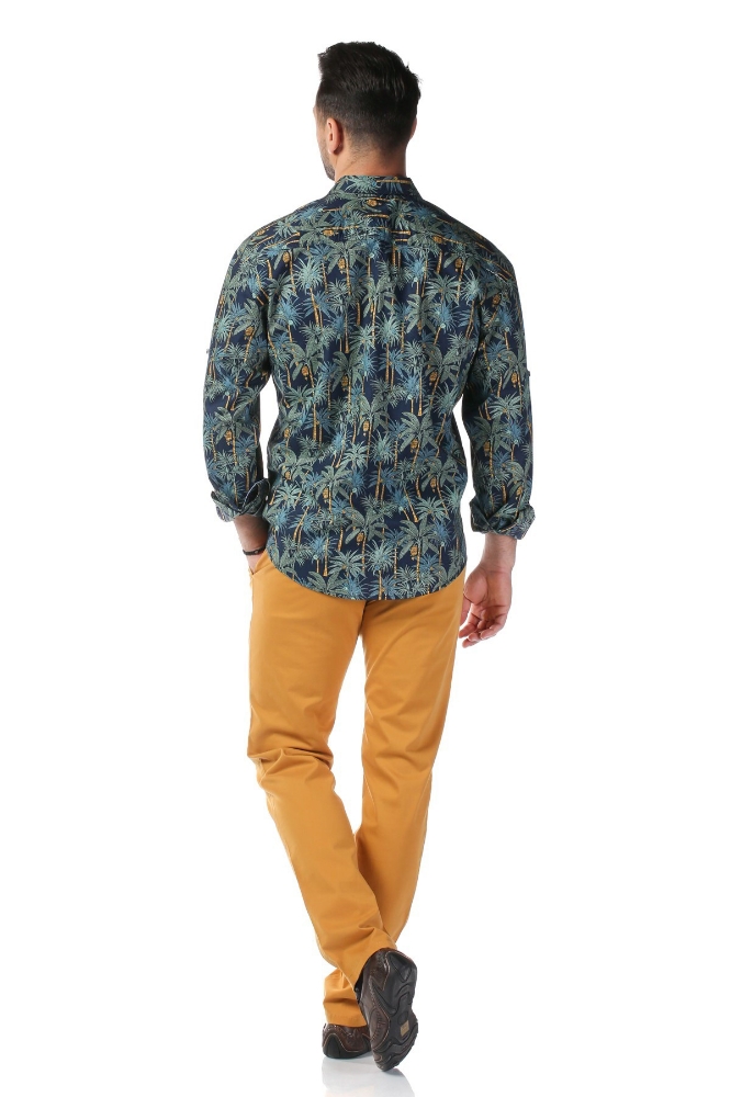 Imagine Camasa casual bleumarin cu palmieri 810-2