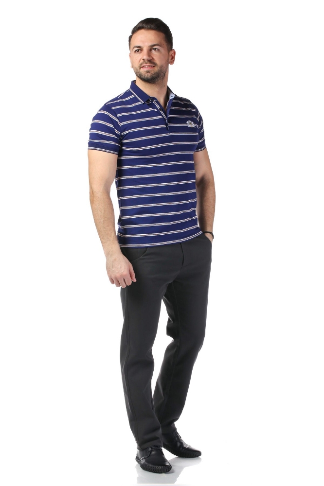 Imagine Tricou bleumarin cu dungi albe 7815-2