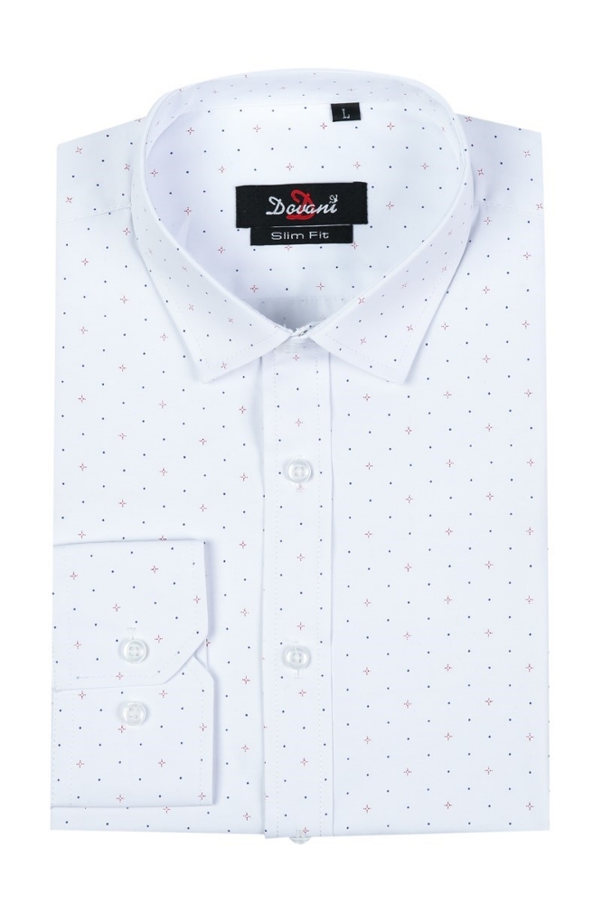 Imagine Camasa slim alba cu stelute 9730-23