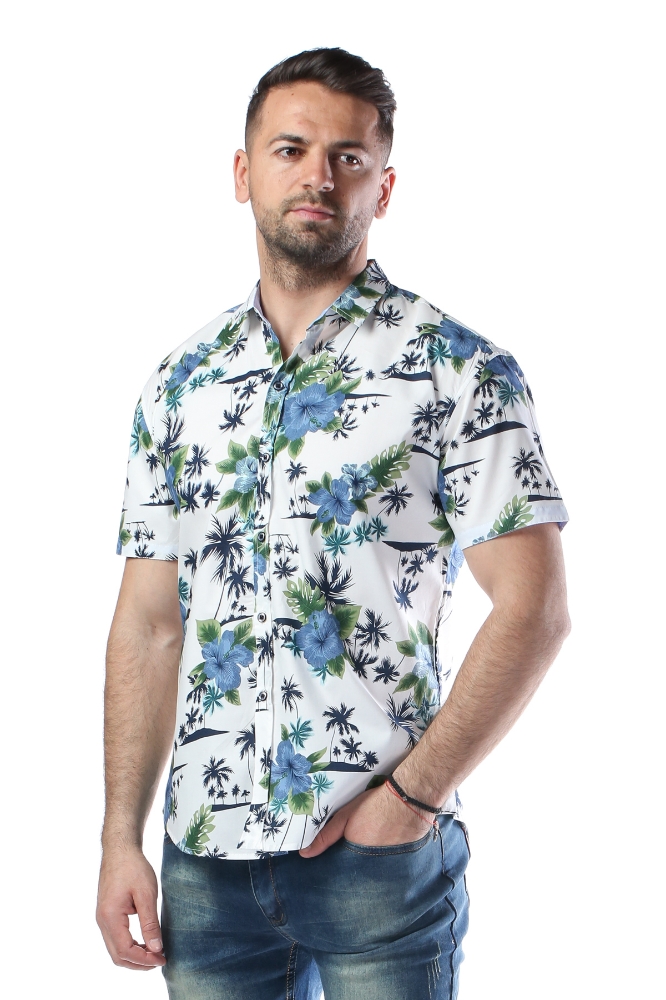 Imagine Camasa casual cu maneca scurta alba 803-2