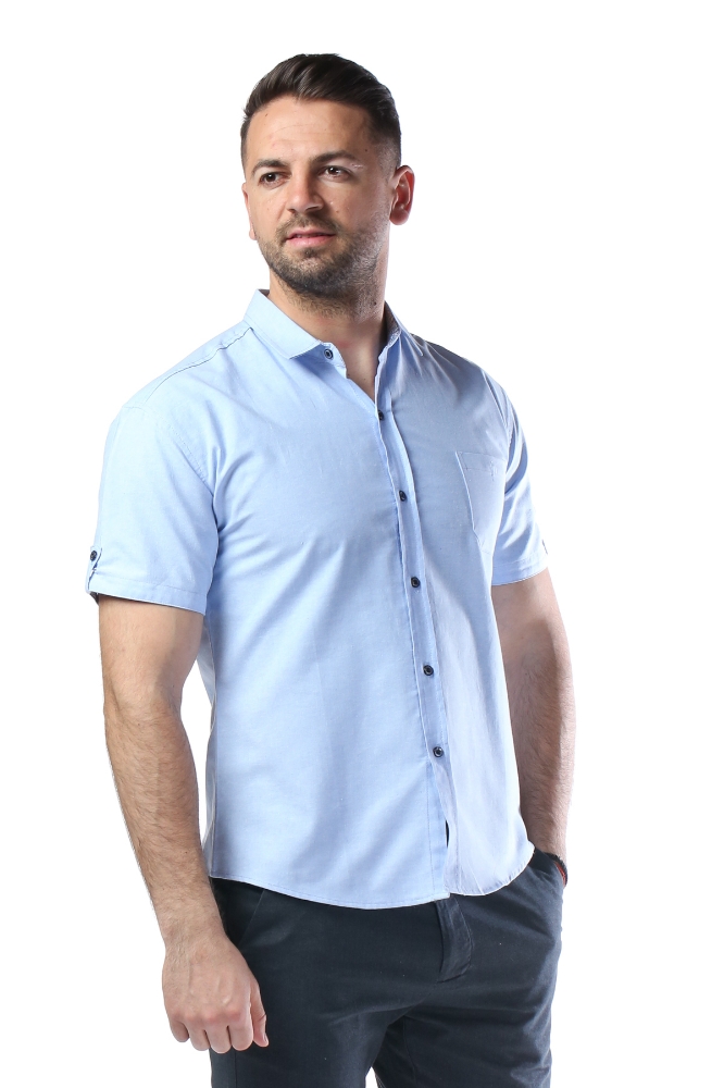 Imagine Camasa casual cu maneca scurta bleu 936