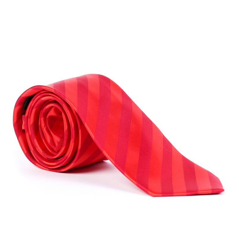 Imagine Cravata rosie cu dungi