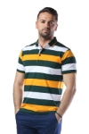 Imagine Tricou verde cu dungi albe si galbene 7764-2