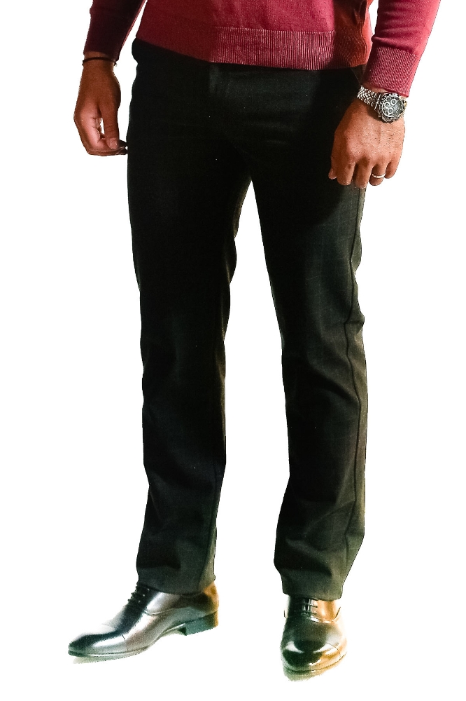 Pantaloni gri inchis in carouri 918-1 F1