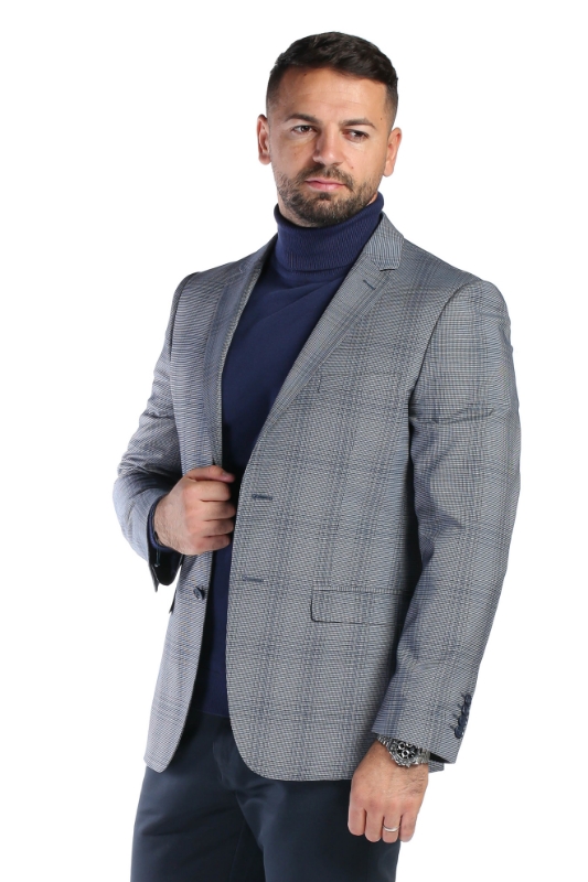 Sacou slim gri in carouri A705741-572 F1