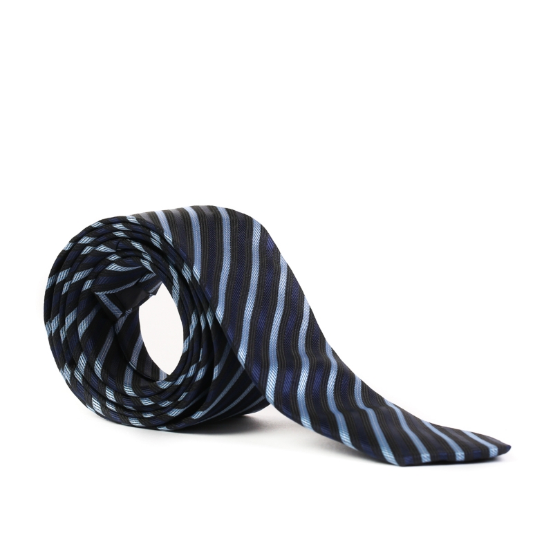 Cravata bleumarin cu dungi negre si bleu F1