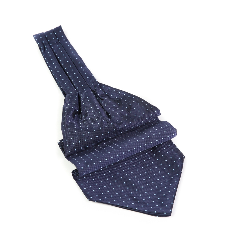 Cravata ascot bleumarin cu buline bleu F1