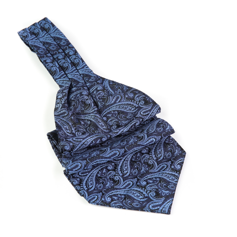 Cravata ascot bleumarin cu model F1