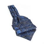 Cravata ascot neagra cu model bleu F1