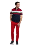 Tricou bleumarin cu dungi rosii si albe 2038-2 F2