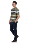Tricou kaki cu dungi bleumarin si albe G195061S-2 F2