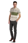 Tricou bej cu dungi kaki 1117-1 F2