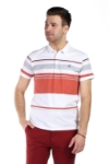 Tricou alb cu dungi caramizii 1117-3 F1