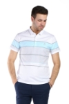 Tricou alb cu dungi bleu si gri 1113-3 F1