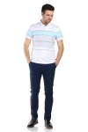 Tricou alb cu dungi bleu si gri 1113-3 F2