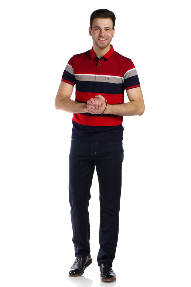 Tricou bleumarin cu dungi rosii 9004-4 F2