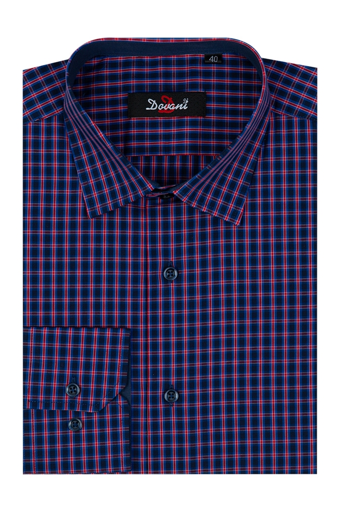 Imagine Camasa clasica bleumarin cu carouri rosii A03