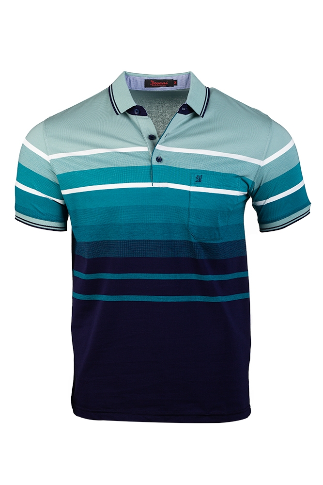 Imagine Tricou bleumarin cu dungi turcoaz-verde S8214-2