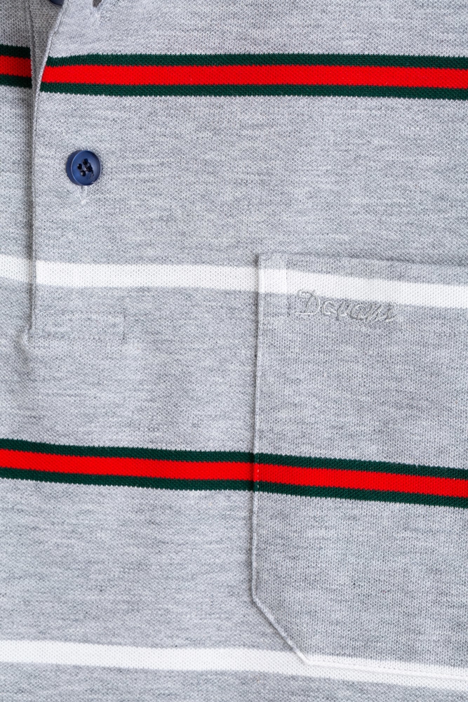 Imagine Tricou gri cu dungi albe si rosii F114-2