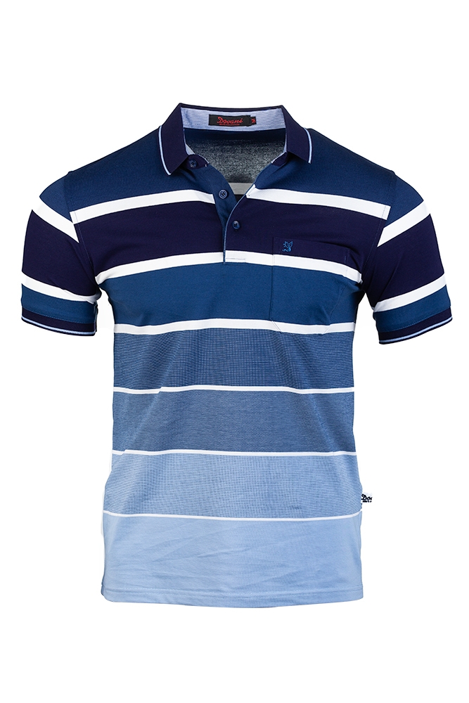 Imagine Tricou bleumarin cu dungi albe si albastre B2113-2