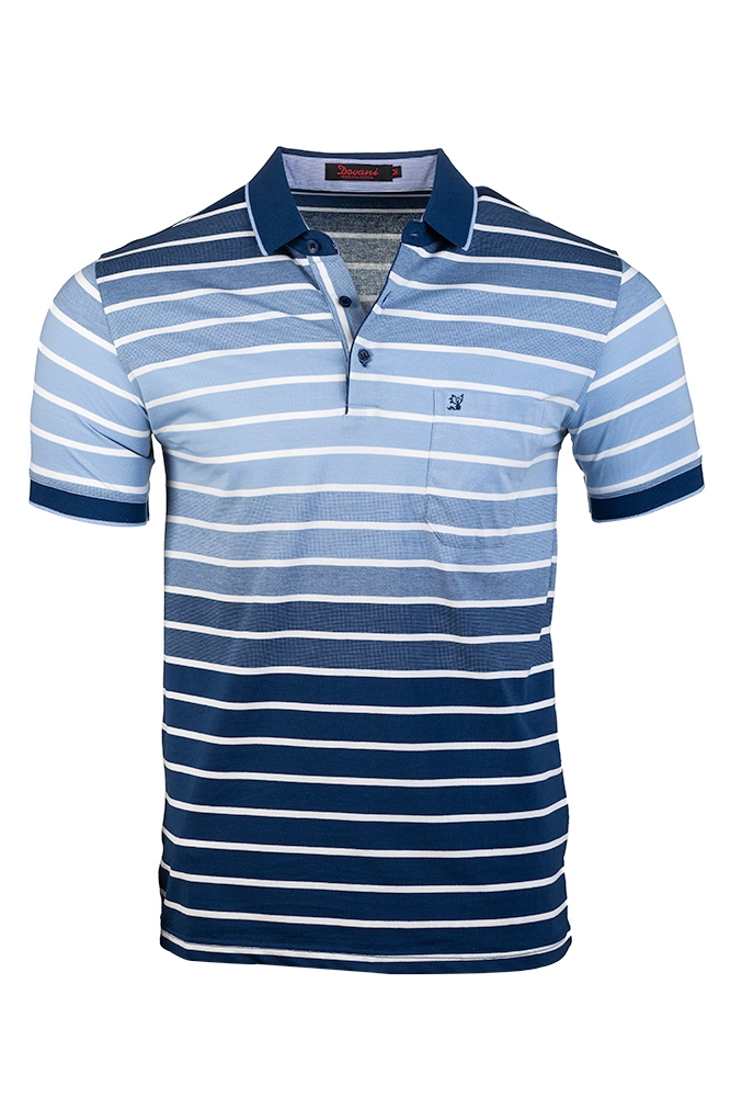Imagine Tricou gri petrol cu dungi bleu B2102-1