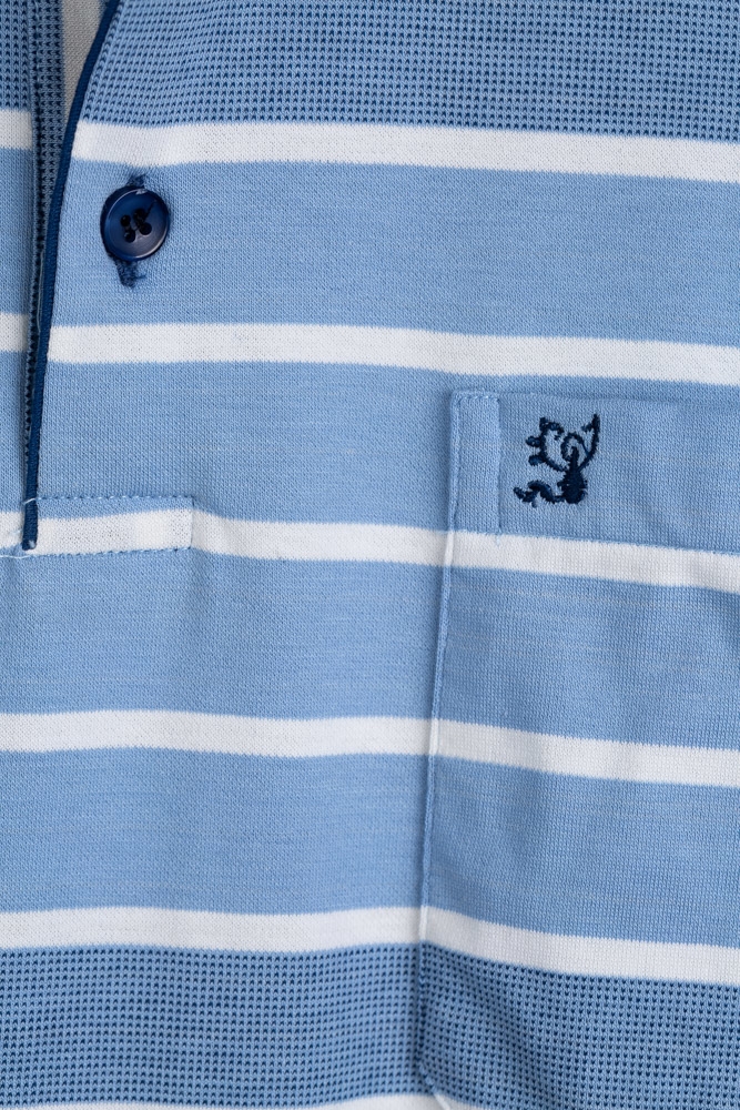 Imagine Tricou gri petrol cu dungi bleu B2102-1