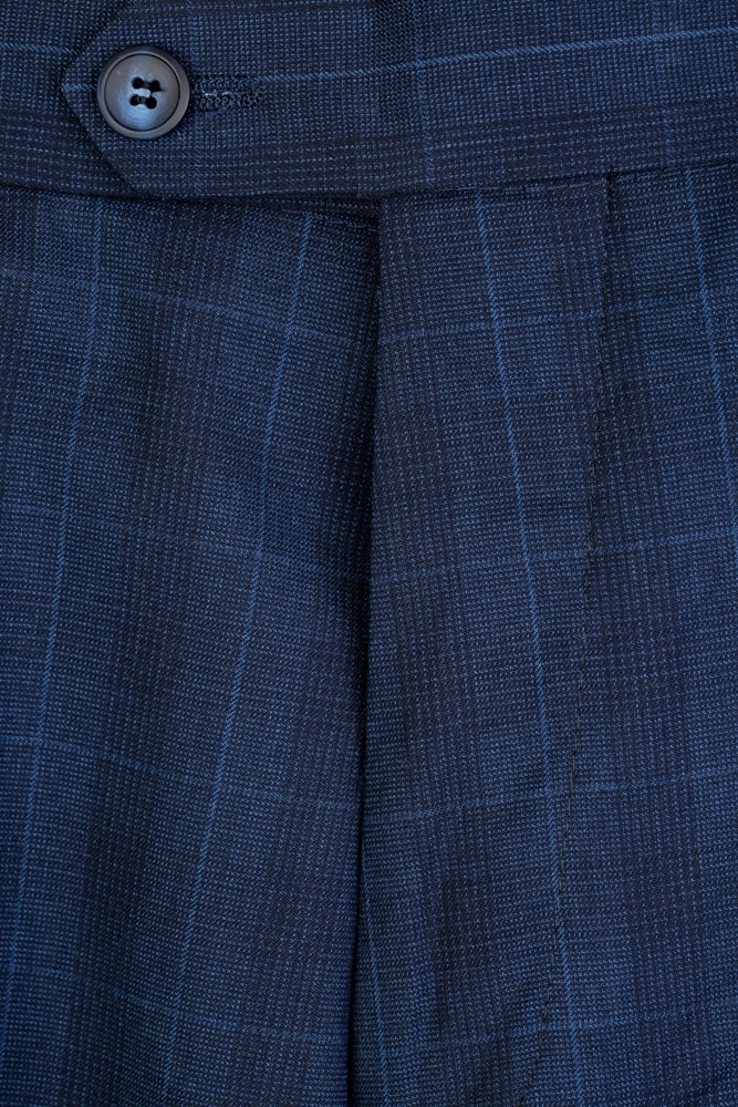 Imagine Pantaloni bleumarin in carouri A20565-1