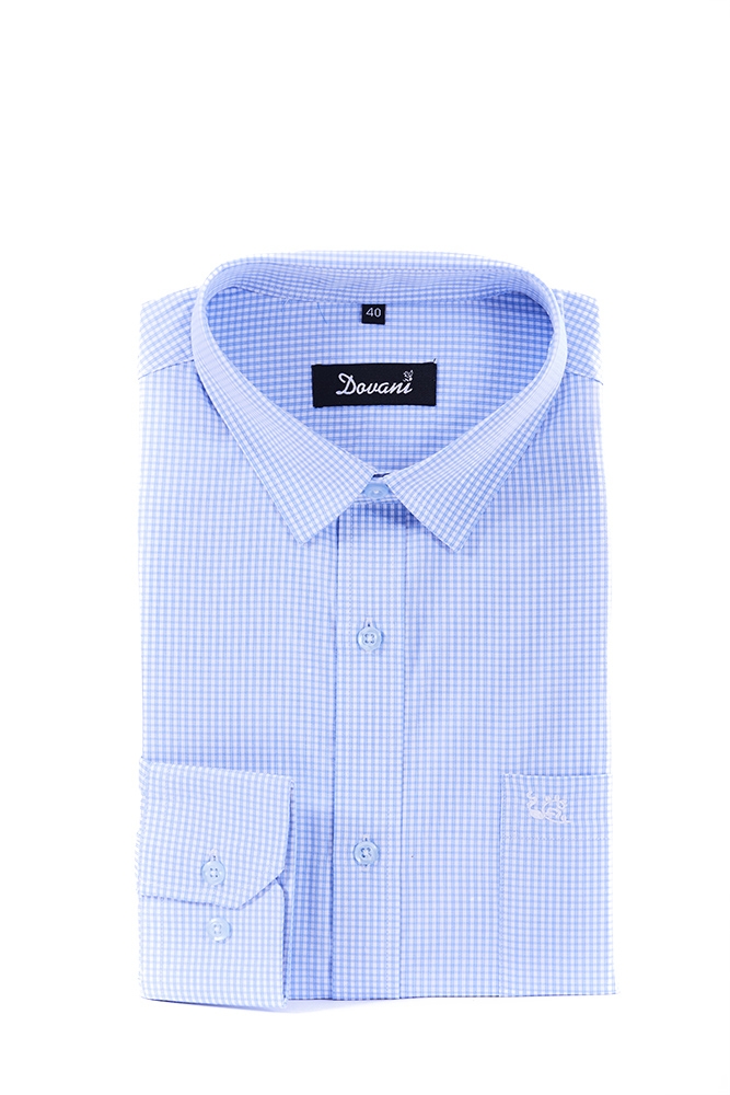 Imagine Camasa clasica bleu in carouri L88126-1