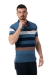 Imagine Tricou albastru cu dungi albe si bleumarin 2035-2