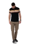 Imagine Tricou negru cu dungi bej si albe JP 36-1