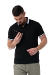 Imagine Tricou negru cu dungi bej si albe 2022-3
