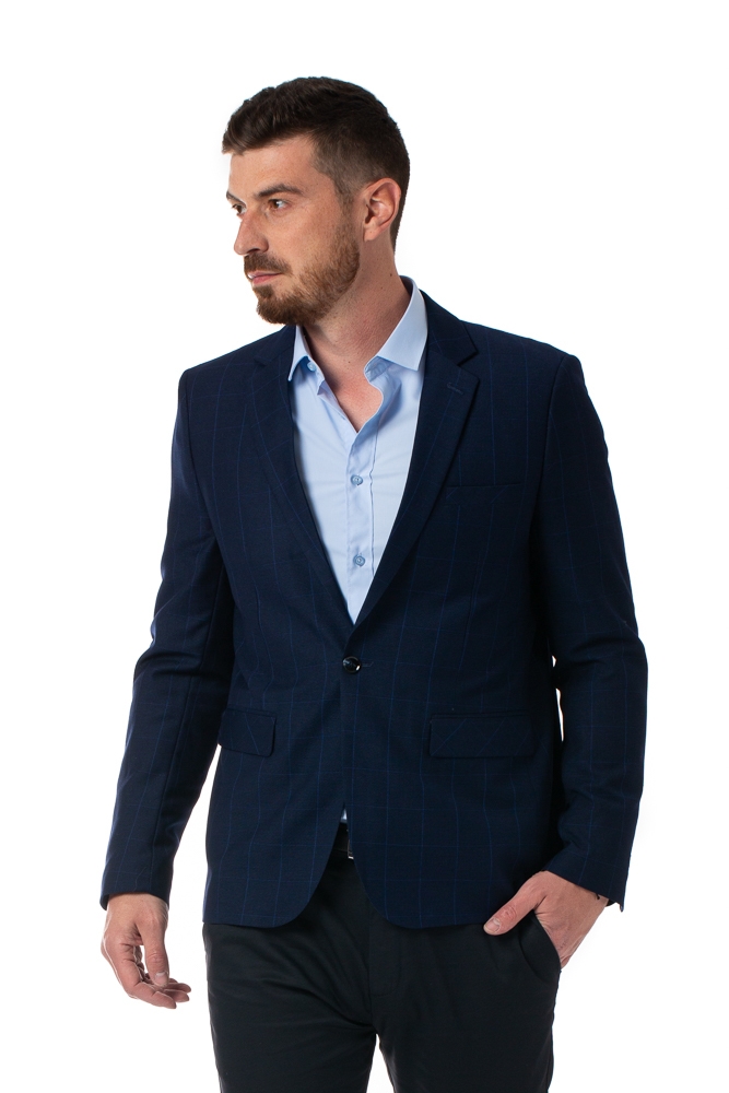 Imagine Sacou bleumarin in carouri slim 211117-40