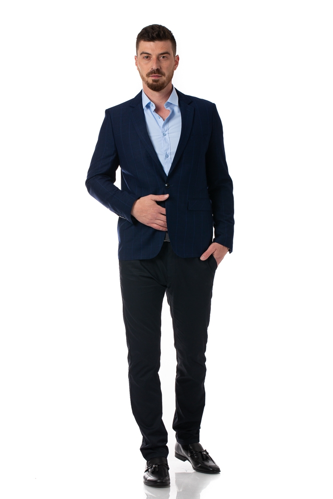 Imagine Sacou bleumarin in carouri slim 211117-40