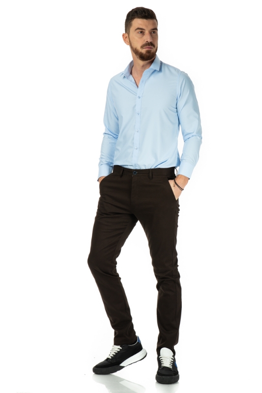 Imagine Pantaloni slim maro inchis S284-11