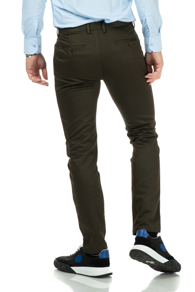 Imagine Pantaloni slim maro inchis S252-16