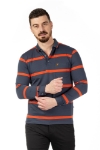 Imagine Tricou gri cu dungi portocalii 223-2
