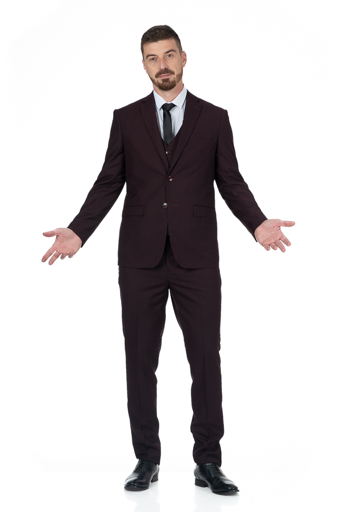 Imagine Costum grena A199-7015 cu vesta