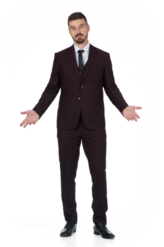 Imagine Costum grena A199-7015 cu vesta