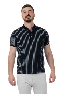 Imagine Tricou negru cu dungi gri 19830-1