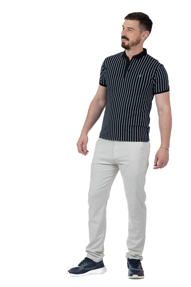 Imagine Tricou negru cu dungi gri 19830-1